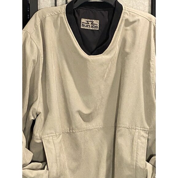 Vintage Sunice Golf Black To Tan V Neck Reversible Pullover L / XL Windbreaker - Picture 2 of 9